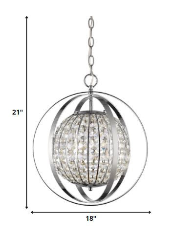 Olivia 1-Light Polished Nickel Crystal Globe Pendant